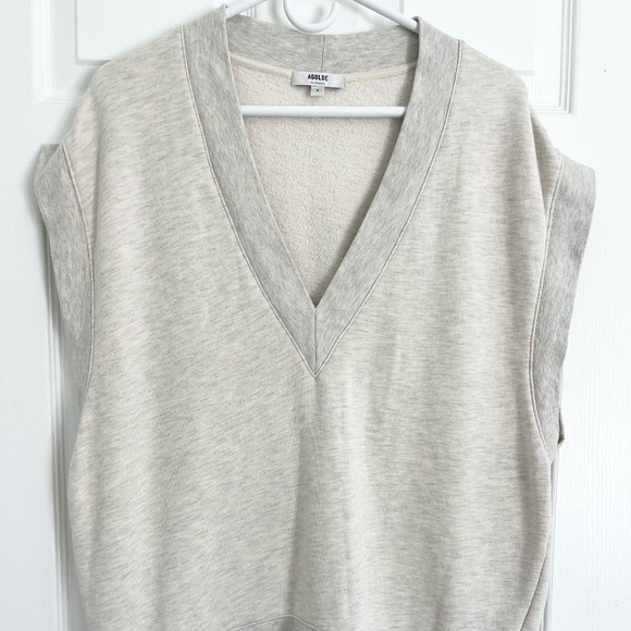 AGOLDE S/S Shaw Vest Sweatshirt Size S in Oatmeal Heather - Picture 5 of 6